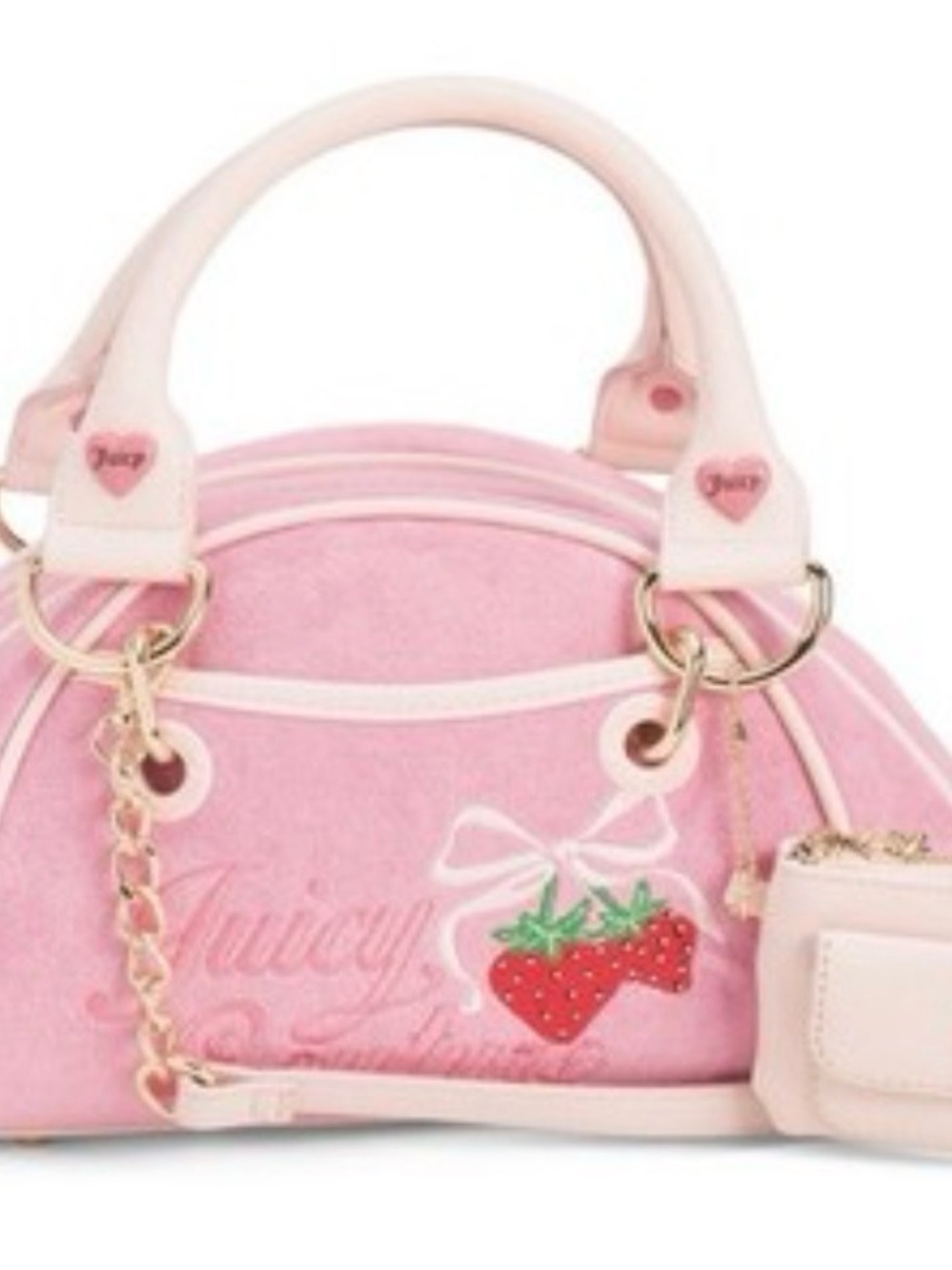 Juicy Couture Pink Dome Satchel with Strawberry Accent